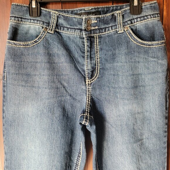 Nine West Women Date Night Jeans 30/10 Med. Wash Capri Bling Pockets Contrasting - Picture 5 of 15